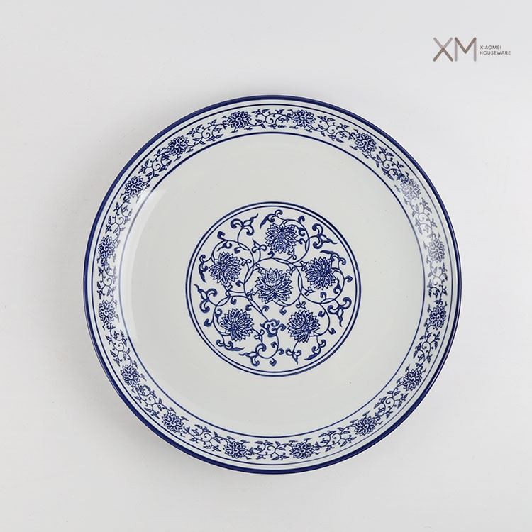 Underglaze Colour 12 Inch Round Plate Vintage Floral Ceramic Plate